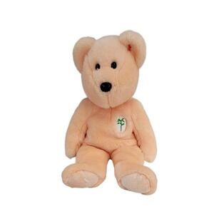 Ty Beanie Baby Princess Bear Peach Pastel Green Heart Patch Bow 2001 Collectible